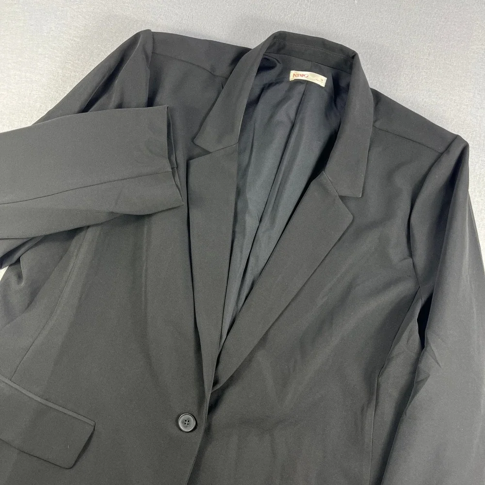 Intempo Womens Black Single Button Blazer‎ Plus Size 3X Professional Jacket